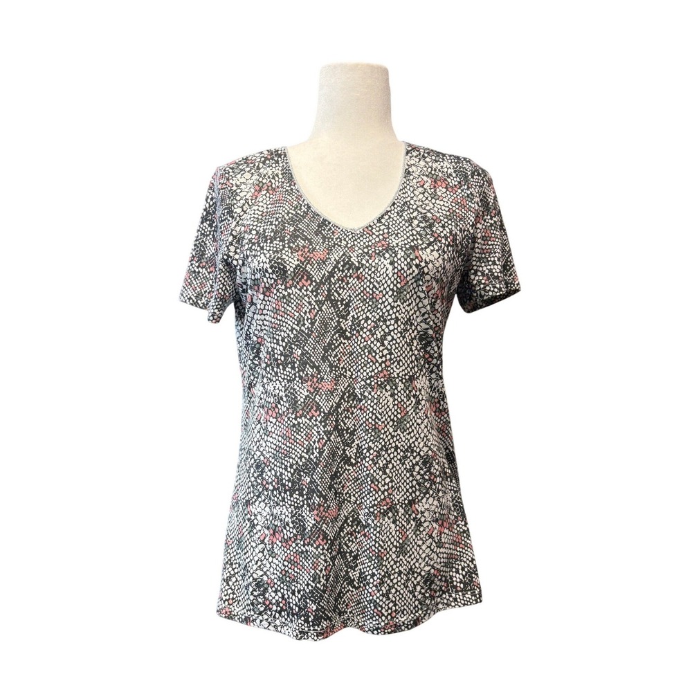Tribal Natural Instinct Snakeskin Knit‎ Top V-Neck Punch Grey Size Medium NWT